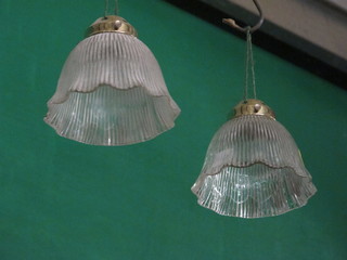 A pair of glass bell shaped light shades 6"