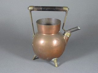 A Dresser style copper and brass kettle the base with hallmark  10", no lid,