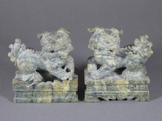 A pair of Eastern carved hardstone figures of Dogs of Fo 5"