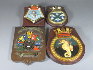 3 various ships plaques and 1 other