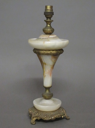 An onyx and gilt metal table lamp 14"