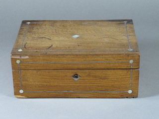 A Victorian inlaid rosewood box with hinged lid 10"w x 4" x 7"d