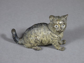 A bronze figure of a seated cat 4"