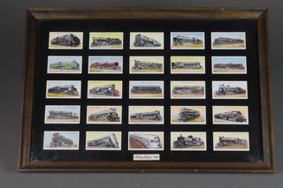 25 Wills framed cigarette cards of locomotives, framed