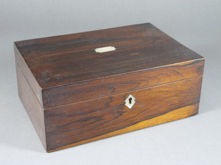 A Victorian rosewood trinket box with hinged lid 10"w x 7 1/2"d  x 4"h