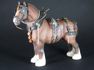 A matt finished Beswick figure of a standing Shire Horse, base marked C H Burnham Beauty 10"