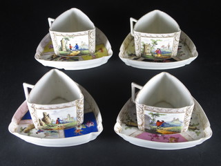 6 Dresden wedge shaped cabinet cups and saucers