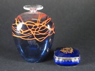 A Murano style black glass vase 6" together with a Limoges porcelain jar and cover 3"