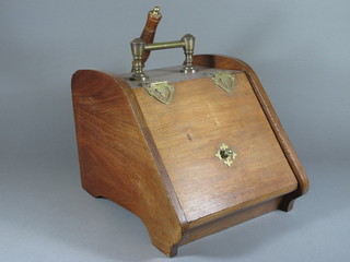 An Edwardian walnut coal box with brass mounts complete with  shovel 13"w x 17"d x 12"h