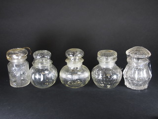 5 cut glass pickle jars