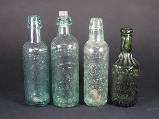 A Victorian bottle marked R Stothert & Sons Atherton and 3  other Victorian bottles