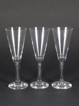 A set of 6 Dartington glass trumpet shaped wine glasses from the "Sharon Collection", the base with stylised crown mark