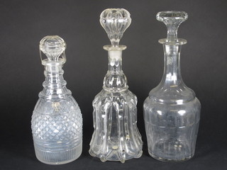 3 club shaped decanters and stoppers