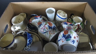 2 pottery jugs with floral decoration 8", a shaving mug and other decorative ceramics etc