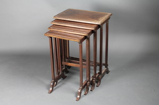 A quartetto of rectangular mahogany interfitting coffee tables  20"w x 14"d x 28"h
