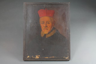 An 18th Century oil painting on canvas, head and shoulders  portrait "Cardinal" 26" x 20 1/2"  ILLUSTRATED
