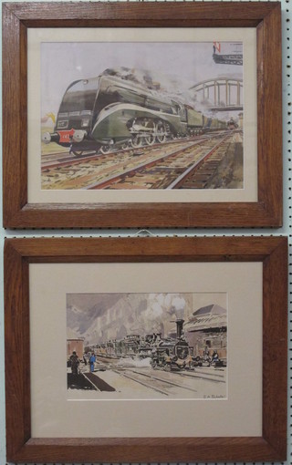 E A Schefer, pair of watercolour drawings "Steam Locomotives"  12" x 15"