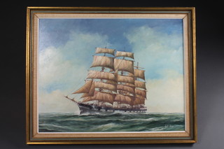 Geoff Shaw, oil on board "Three Masted Ship - Wavertree" 24"  x 30"