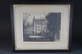 A F Affleck, an etching "Hotel De Ville Bruges" 19" x 22",  signed