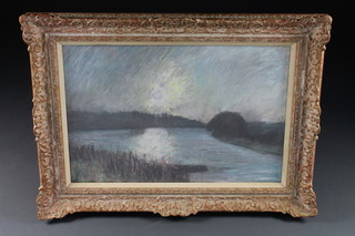 Charles Harris, pastel "Sunset Over Waulkman Ferry" the  reverse with letter of provenance 15 1/2" x 23 1/2"  ILLUSTRATED