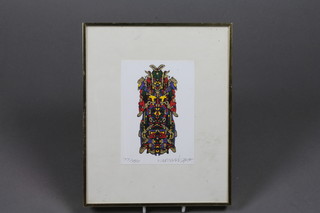 Iain Wright, a limited edition coloured print 77/150 "Standing Figure" 6" x 4", signed in the margin