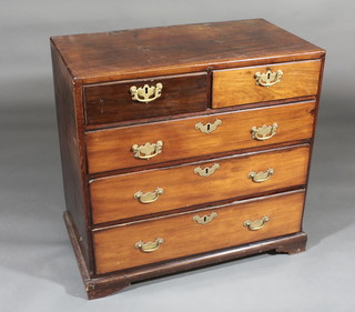 A Georgian mahogany chest of 2 short and 3 long graduated  drawers 33"w x 32"h x 18"d