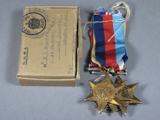 A group of 5 medals comprising 1939-45 Star, Africa Star,  France and Germany Star and 2 British War medals