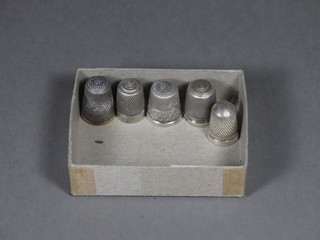 3 silver thimbles and 2 others