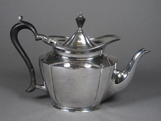An oval silver plated teapot