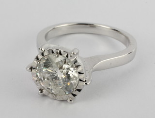 A lady's 18ct white gold dress ring/engagement ring set a  solitaire diamond, approx 2.02ct  ILLUSTRATED