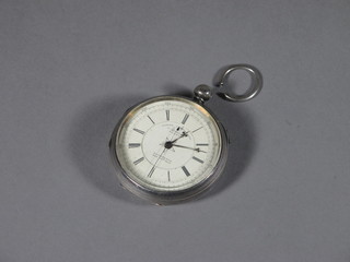 An open faced patented chronograph by J Ashworth, dial marked Registered May 17 1877, contained in a silver case, Chester 1876