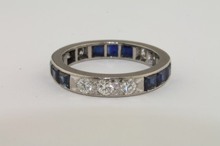 A lady's 18ct white gold sapphire and diamond full eternity ring, approx diamond weight 1.20ct
