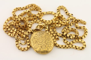 A gilt metal multi link necklet, do. bracelet, 2 "off cuts" and a  gilt metal locket