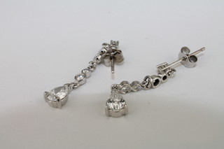 A pair of lady's fine quality diamond drop earrings approx  1.25ct