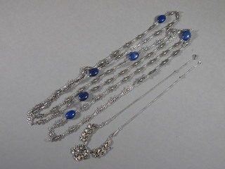 A marcasite necklace and a marcasite and blue hardstone necklace
