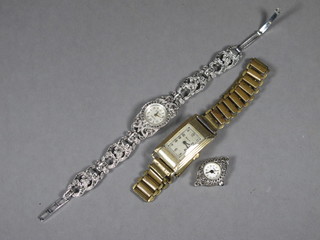 A lady's Majorex marcasite wristwatch, 1 other marcasite wristwatch and a gentleman's gilt cased wristwatch