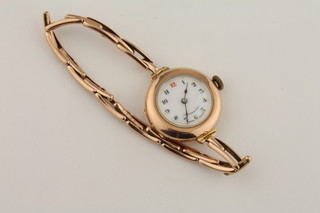 A lady's gold cased wristwatch