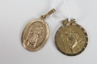 2 9ct gold St Christopher medals
