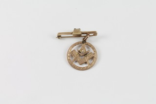 A 9ct gold Masonic pendant together with a gilt metal watch  hanger