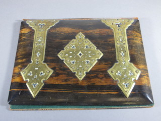 A Victorian Coromandel and brass mounted book/blotter cover  9" x 13"