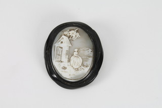 A shell carved cameo brooch