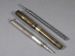 A Waterman Ideal fountain pen - f, together with a silver cased  propelling pencil and a Sterling silver cased propelling pencil