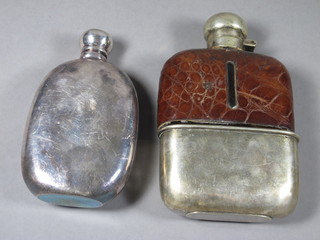 A silver plated hip flask and 1 other