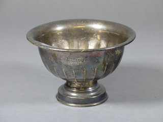 A circular fluted silver plated sugar bowl 5"