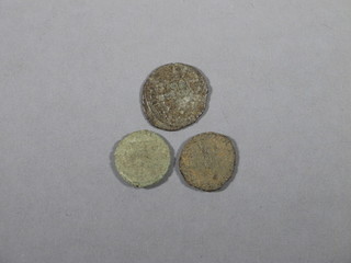 3 early hammered copper coins