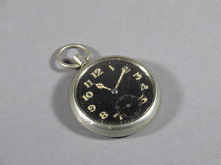 A Military issue open faced pocket watch the reverse with broad arrow marked G.S Mk. II A52905