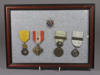 A French military medal a French Croix de Guerre and 2 other  French medals