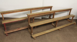 A pair of 19th Century Arts & Crafts benches 95"w x 24"d x  30"h
