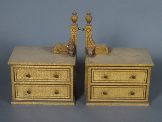 A pair of Victorian walnut dressing table chests fitted 2 short drawers 15"w x 10"d x 11"h