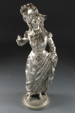 A large silvered figure of a walking lady 40"